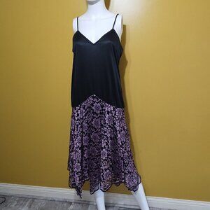 Vintage 1980s Darcy Strappy Floral Applique Midi Dress Size 15/16 1920s Art Deco